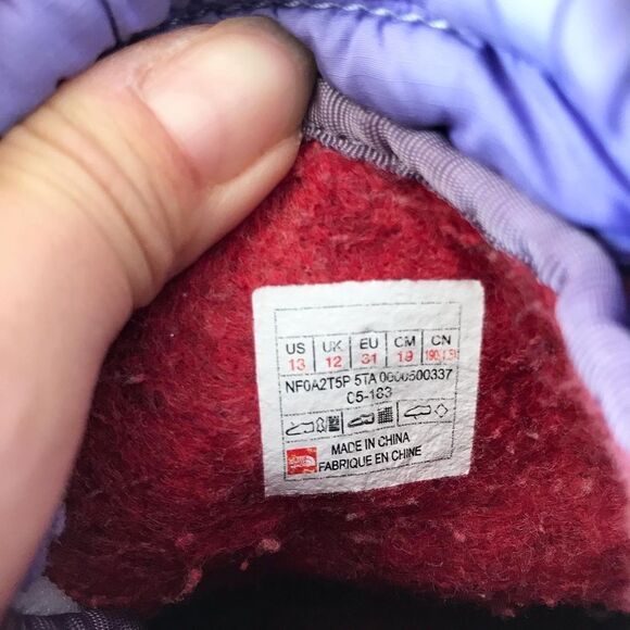 The North Face purple alpenglow winter boots VGUC size 13 - Picture 9 of 9